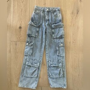 SHEIN Men's Relaxed Fit Cargo Jeans - Gray